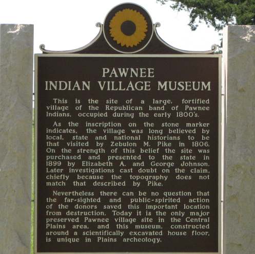 Pawnee Indian Village Museum Historic Marker