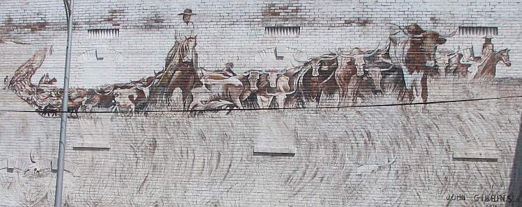 Cattle Drive mural at Bilke's Western Museum