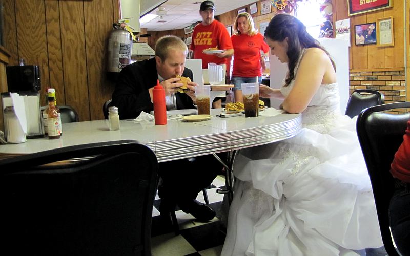 Bride and Groom at Bob's Grill - Pittsburg, Kansas