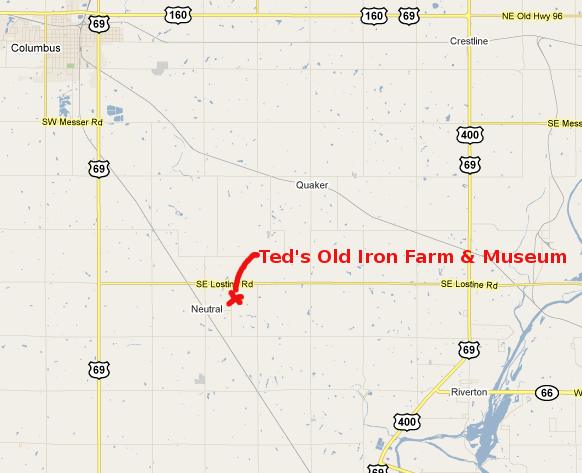 Ted's Old Iron Farm Map - Columbus, Kansas