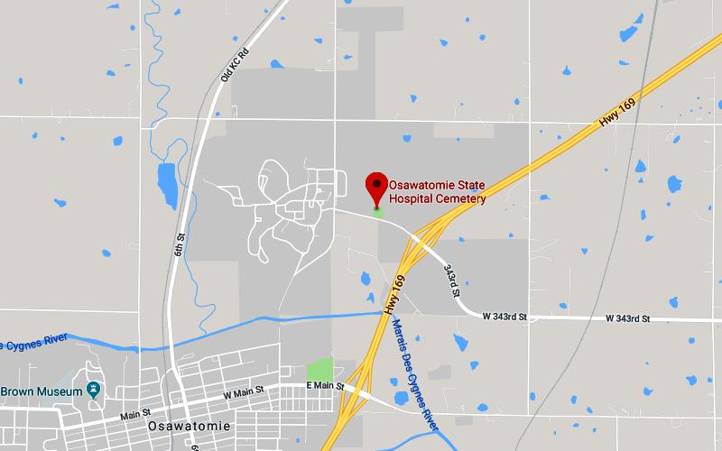 Osawatomie State Hospital Cemetery Map - Osawatomie, Kansas