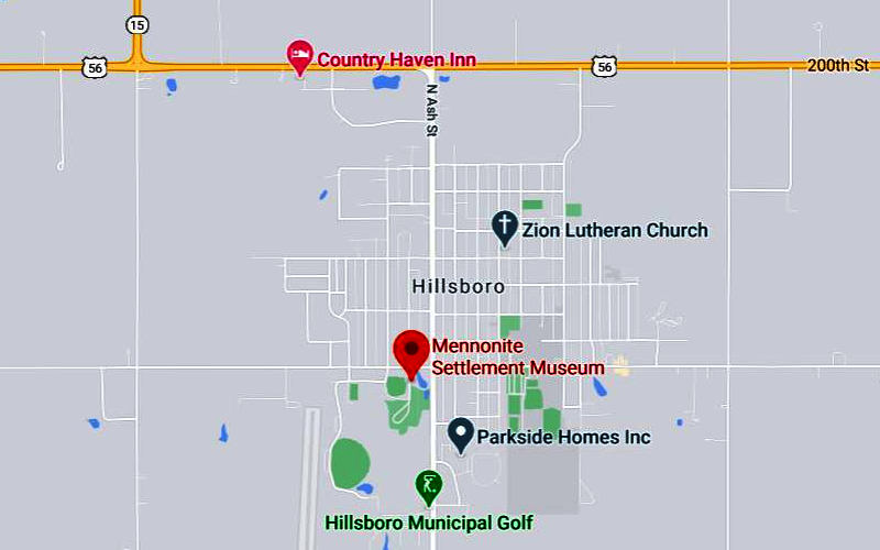 Mennonite Settlement Museum Map - Hillsboro, Kansas
