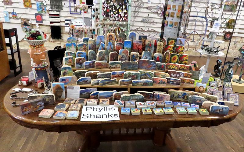 Phyllis Shanks painted rocks and refrigerator magnets
