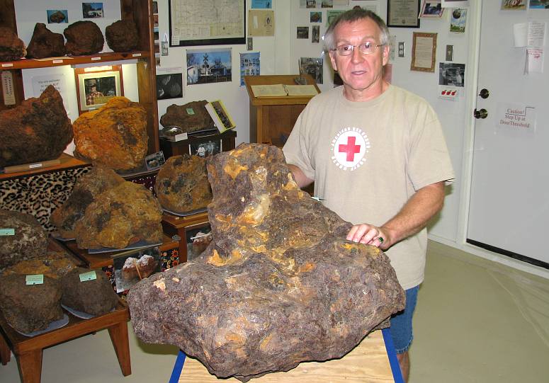 Don Stimpson and Brenham Meteorite fragment