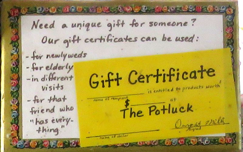 The Potluck gift certificate