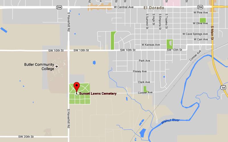 Sunset Lawns Cemetery Map - El Dorado, Kansas
