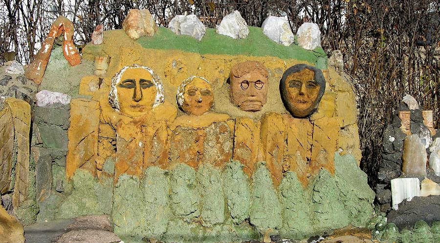 Mount Rushmore at Florence Deeble's Rock Garden in Lucas, Kansas