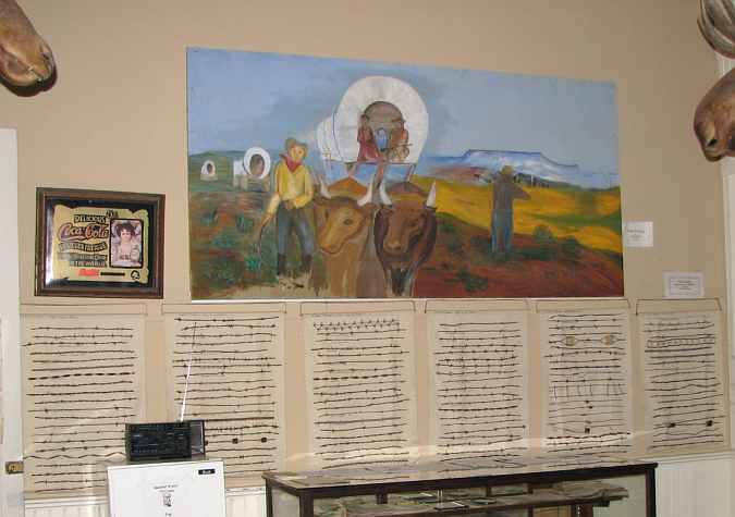 Barb wire display in Butterfield Trail Museum.