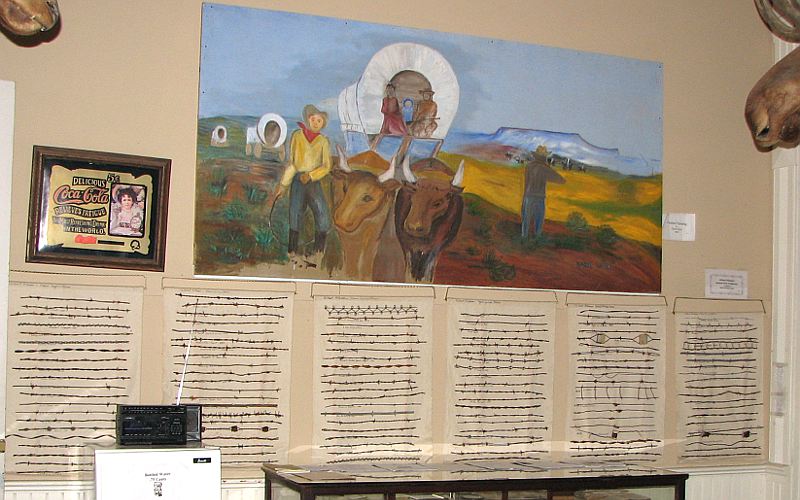 Barb wire display in Butterfield Trail Museum.