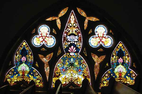 Protestant chapel stain glass window