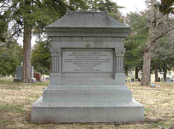 Quantrill's raid monument in Lawrence's Oak Hill Cemetery