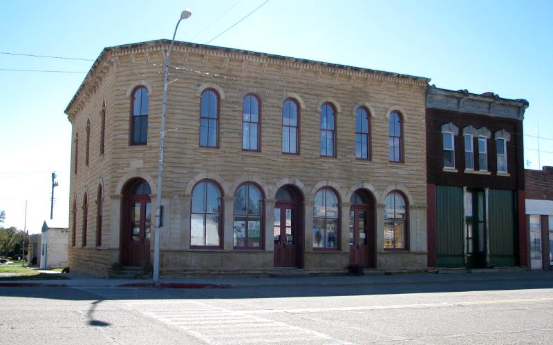 Cummins Block Building in downtown Lincoln, Kansas.