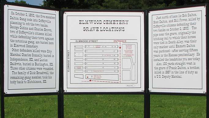 Elmwood Cemetery map to Dalton gang graves