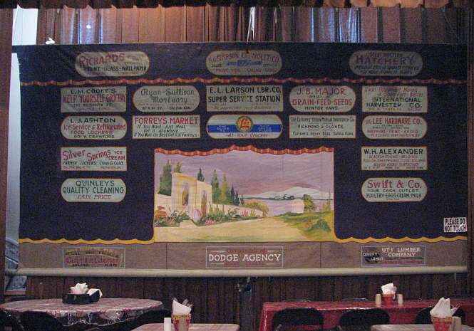 School stage curtain at Hickory Tree Restaurant