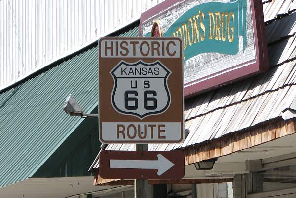 Kansas US 66 Historic Route sign.