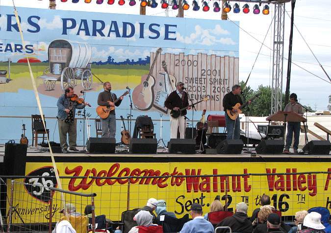 Woods Tea Co on stage at the Walnut Valley Festival