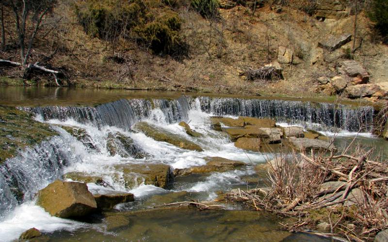 Deep Creek Waterfall at Pillsbury Crossing Wildlife Area near Manhattan, Kansas.