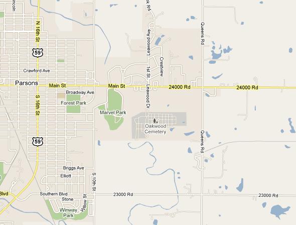 Oakwood Cemetery Map - Parsons, Kansas