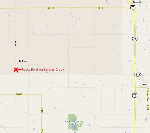 Rocky Ford Waterfall on Soldier Creek Map - Hoyt, Kansas