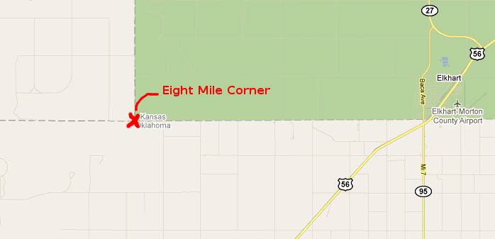 Eight Mile Corner Tripoint Map - Elkhart, Kansas