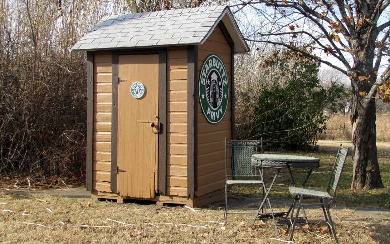 Starbuck's themed outhouse