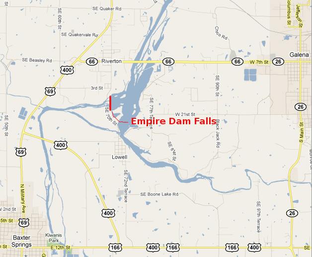 Empire Power Dam Falls Map - Riverton, Kansas