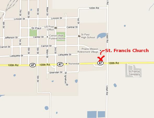 St. Francis Church Map - St. Paul, Kansas