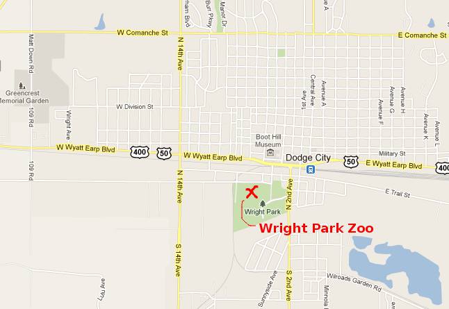 Wright Park Zoo Map - Dodge City, Kansas