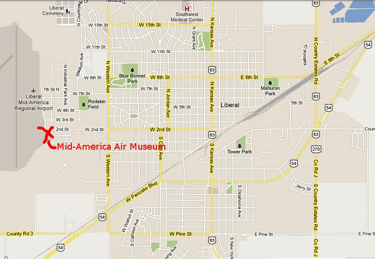 Mid-America Air Museum Map - Liberal, Kansas