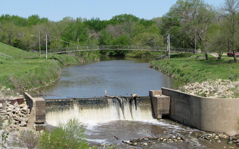 Riverside Park Bridge and Falls - Halstead, Kansas