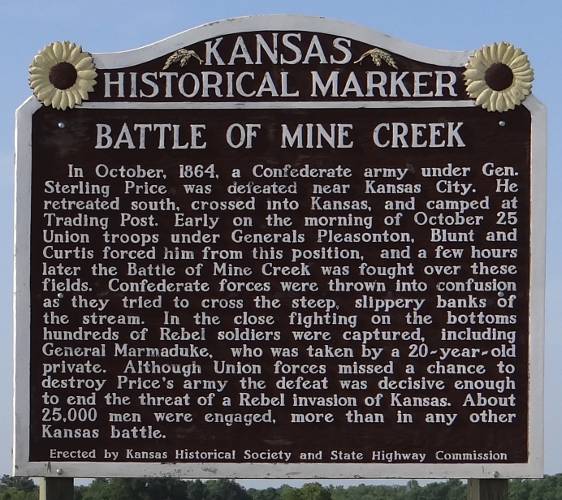 Battle of Mine Creek Kansas historical marker