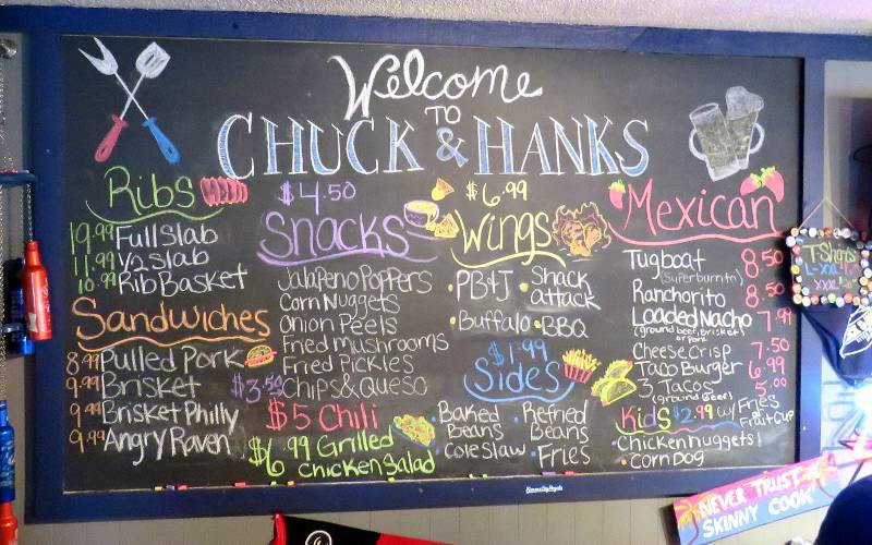 Chuck and Hank's River Shack Menu - Atchison, Kansas