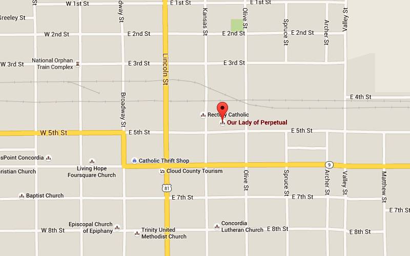 Our Lady of Perpetual Help Catholic Church Map - Concordia, Kansas