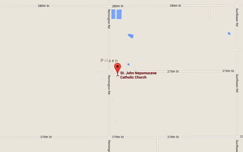 St. John Nepomucene Catholic Church Map - Pilsen, Kansas