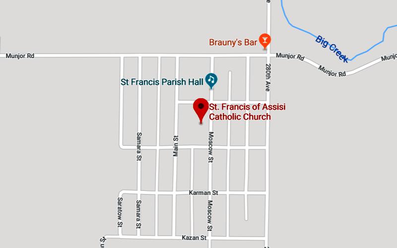 St. Francis of Assisi Catholic Church Map - Munjor, Kansas