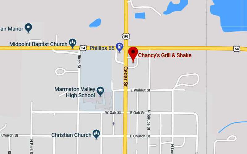 Chancy's Grill and Shake Map