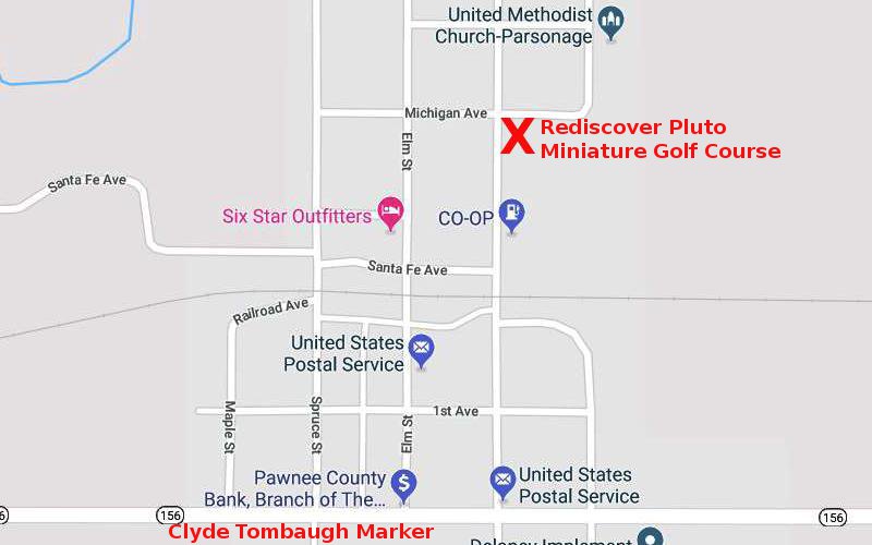 Rediscover Pluto Miniature Golf Course Map - Burdett, Kansas