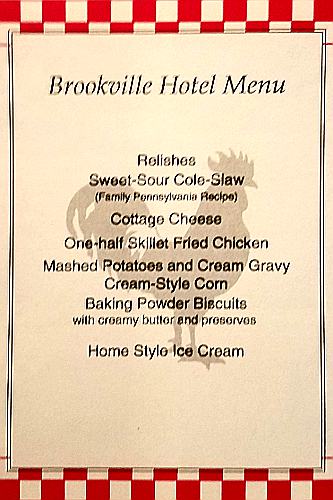 Brookville Hotel Restaurant Menu - Abilene, Kansas