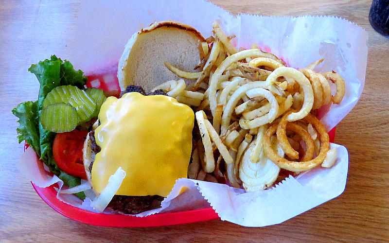 Cheese burger at Buffalo Bills Bar and Grill in Oakley, Kansas