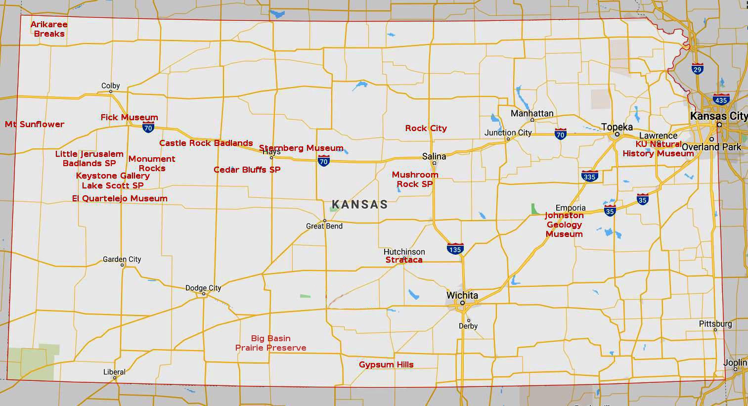 Kansas Geological Attractions Map