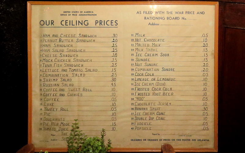 Office of Price Administration rationing board menu