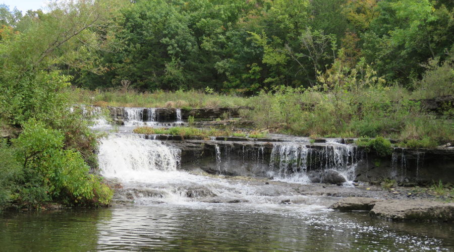 Middle and lower Rock Creek Lake Waterfalls with typical water