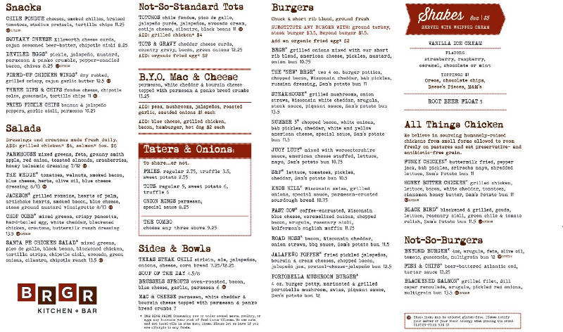 B.R.G.R. Kitchen and Bar menu -  Prairie Village, Kansas