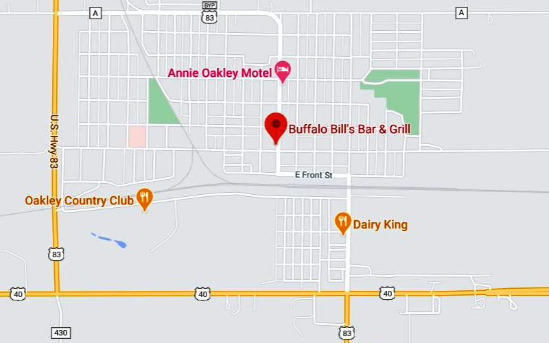 Buffalo Bill's Bar and Grill Map - Oakley, Kansas
