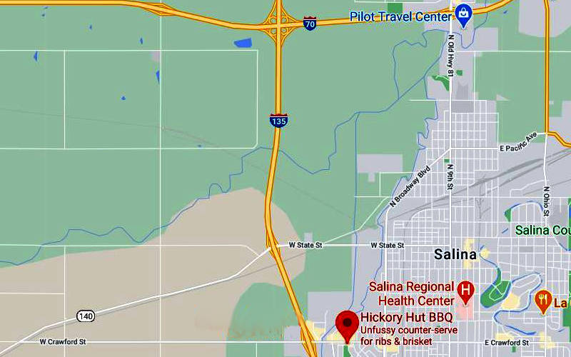 Hickory Hut BBQ Map - Salina, Kansas