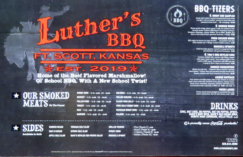 Luther's BBQ Menu - Fort Scott, Kansas