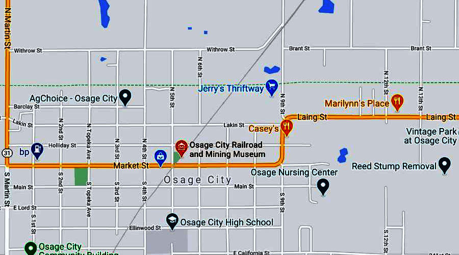 Railroad and Mining Museum Map - Osage City, Kansas