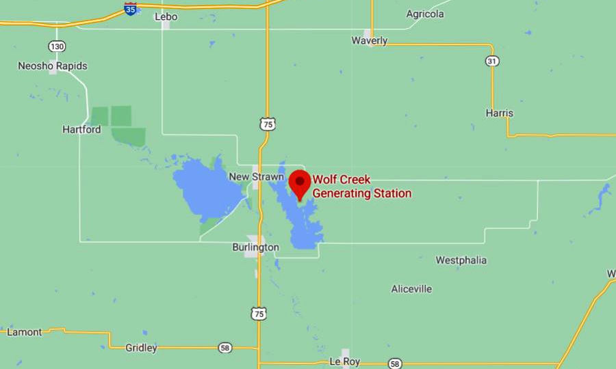 Wolf Creek Nuclear Power Plant Map - New Strawn, Kansas