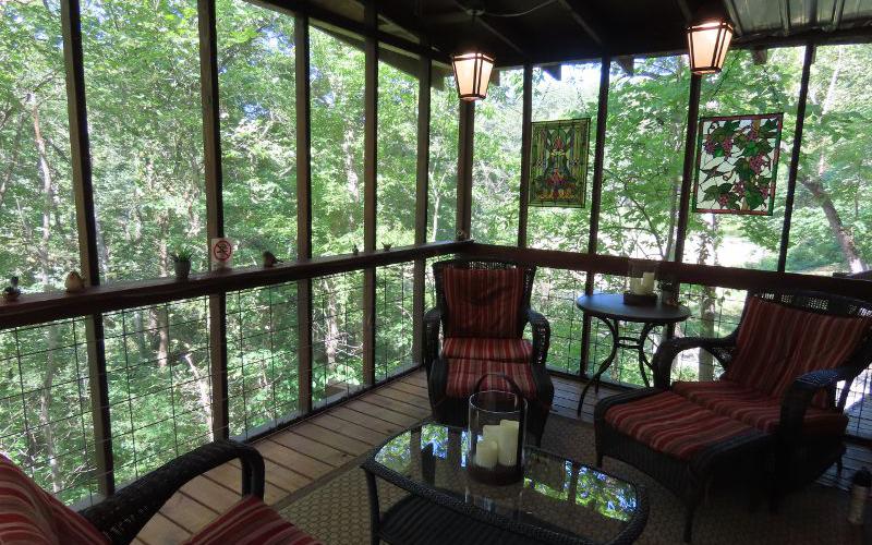 Whispering Elm Treehouse deck at Hidden Valley  Retreat