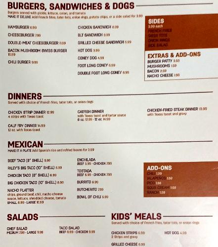 Kate's Menu - Dodge City, Kansas